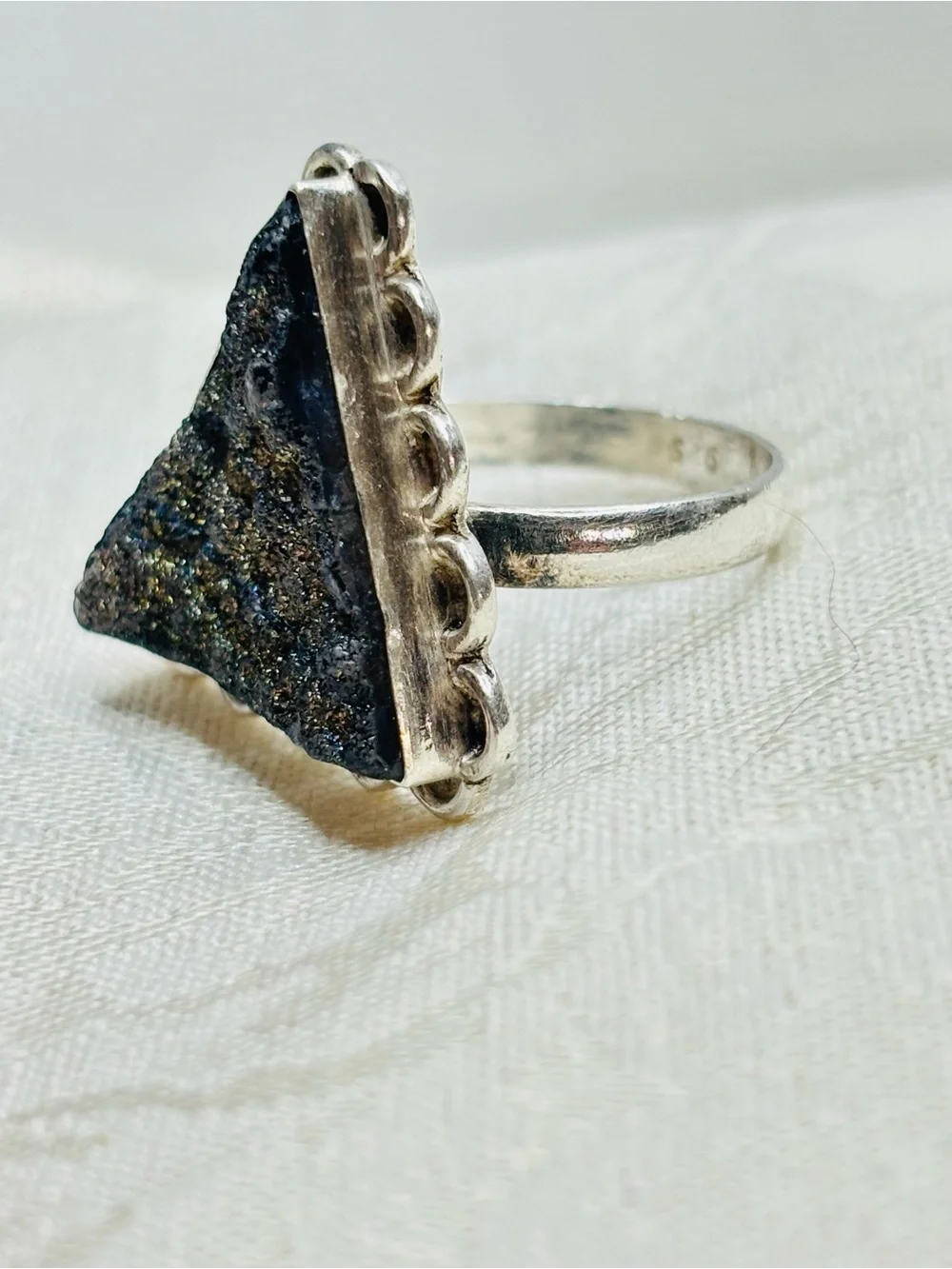 DruzyTriangle Sterling Silver Ring Size 9